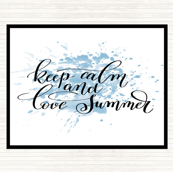 Blue White Keep Calm Love Summer Inspirational Quote Mouse Mat Pad