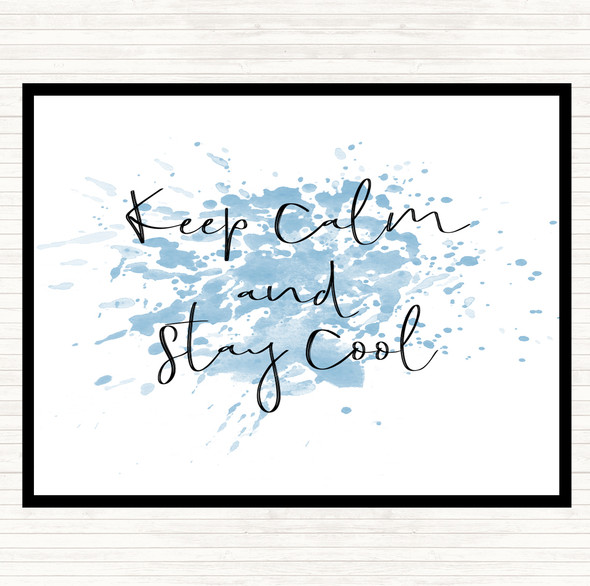 Blue White Keep Calm Inspirational Quote Mouse Mat Pad