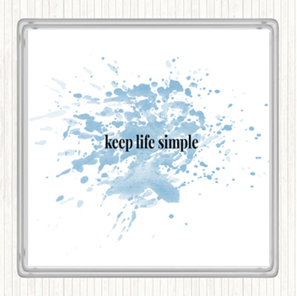 Blue White Keep Life Simple Inspirational Quote Drinks Mat Coaster