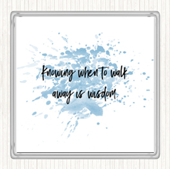 Blue White Knowing When Inspirational Quote Drinks Mat Coaster