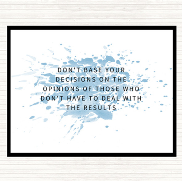 Blue White Base Your Decisions Inspirational Quote Dinner Table Placemat