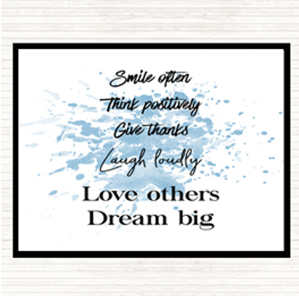 Blue White Laugh Loudly Inspirational Quote Mouse Mat Pad