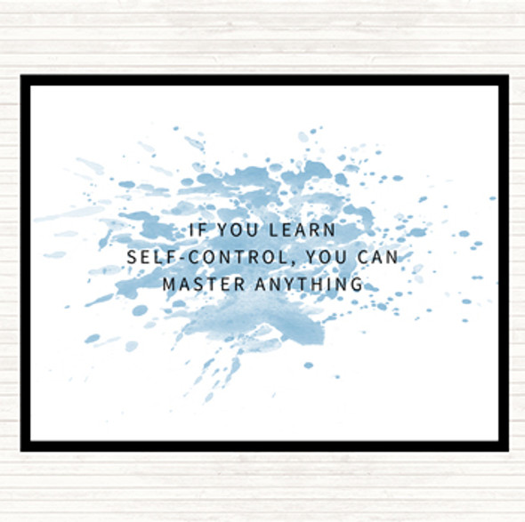 Blue White Learn Self Control You Can Master Anything Inspirational Quote Mouse Mat Pad
