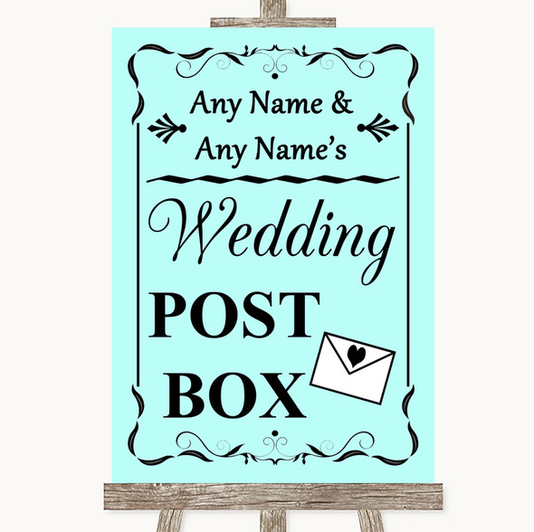 Aqua Card Post Box Personalised Wedding Sign