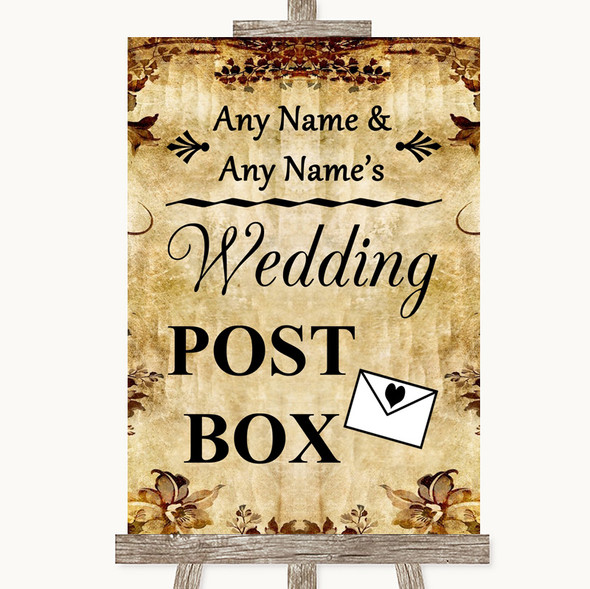 Autumn Vintage Card Post Box Personalised Wedding Sign