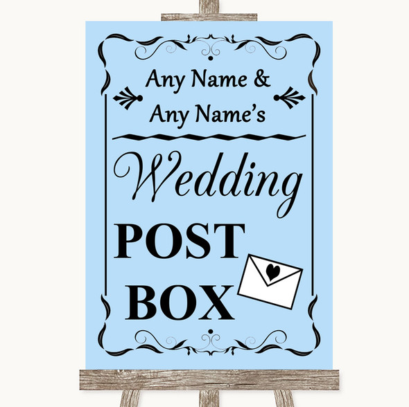 Blue Card Post Box Personalised Wedding Sign