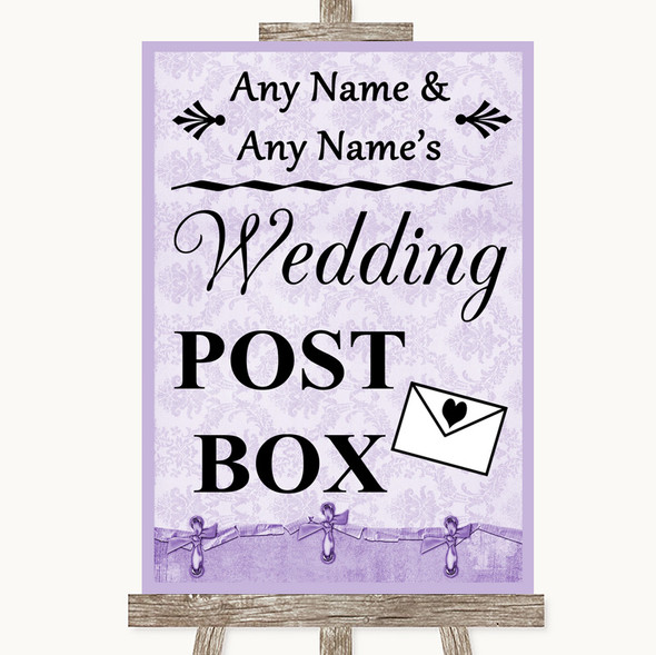 Lilac Shabby Chic Card Post Box Personalised Wedding Sign