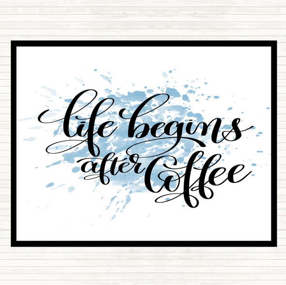 Blue White Life After Coffee Inspirational Quote Mouse Mat Pad