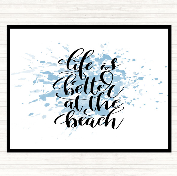 Blue White Life Better At Beach Inspirational Quote Dinner Table Placemat