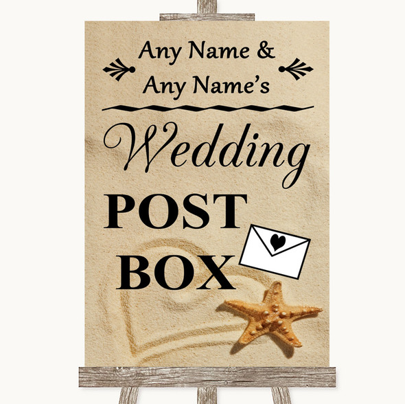 Sandy Beach Card Post Box Personalised Wedding Sign