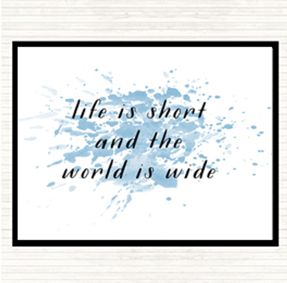 Blue White Life Is Short Inspirational Quote Mouse Mat Pad