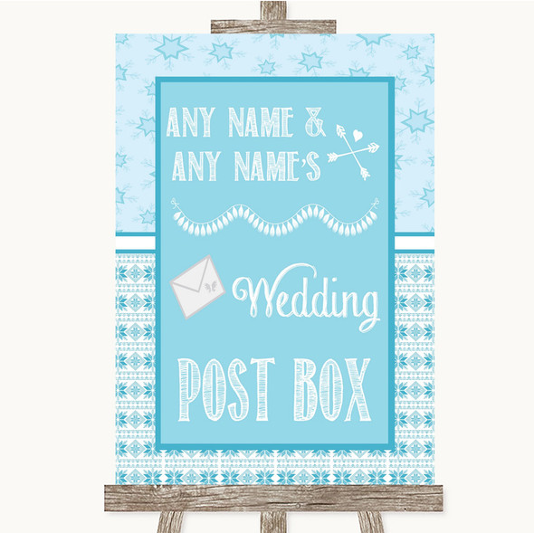 Winter Blue Card Post Box Personalised Wedding Sign