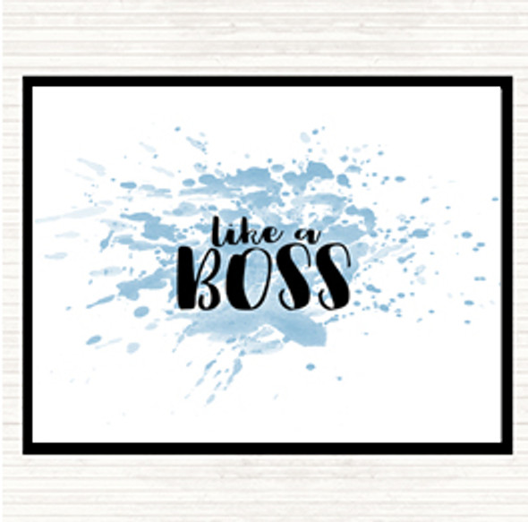 Blue White Like A Boss Inspirational Quote Mouse Mat Pad