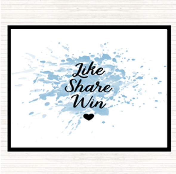 Blue White Like Share Win Inspirational Quote Dinner Table Placemat