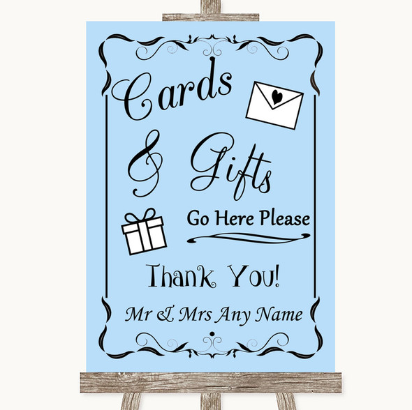 Blue Cards & Gifts Table Personalised Wedding Sign