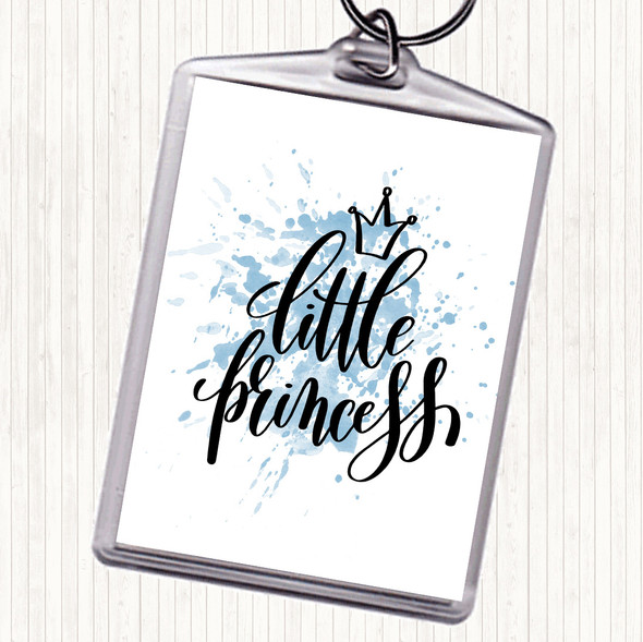 Blue White Little Princess Inspirational Quote Bag Tag Keychain Keyring