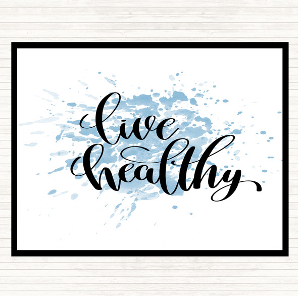 Blue White Live Healthily Inspirational Quote Mouse Mat Pad