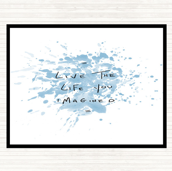 Blue White Live Life Imagined Inspirational Quote Mouse Mat Pad