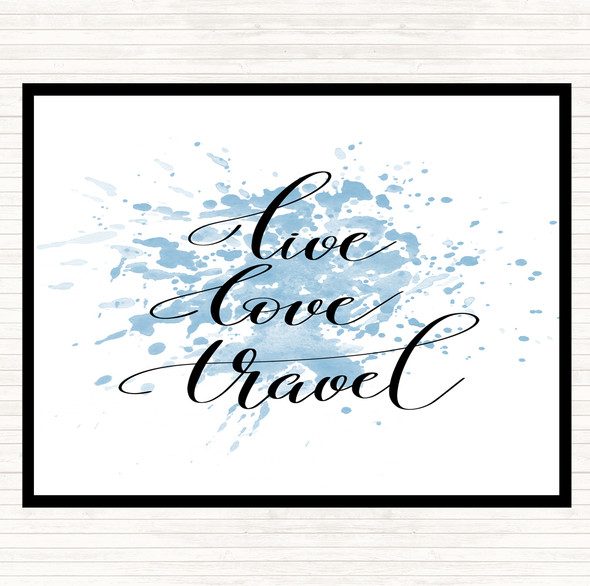 Blue White Live Love Travel Inspirational Quote Mouse Mat Pad