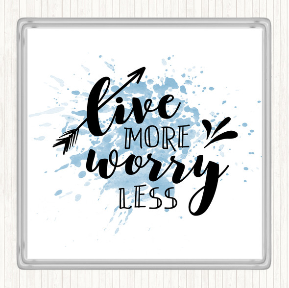 Blue White Live More Arrow Inspirational Quote Drinks Mat Coaster