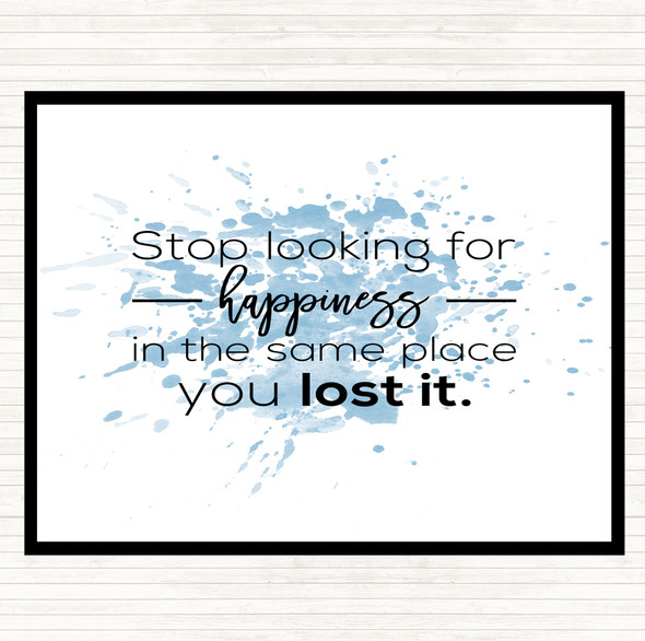 Blue White Looking For Happiness Inspirational Quote Mouse Mat Pad