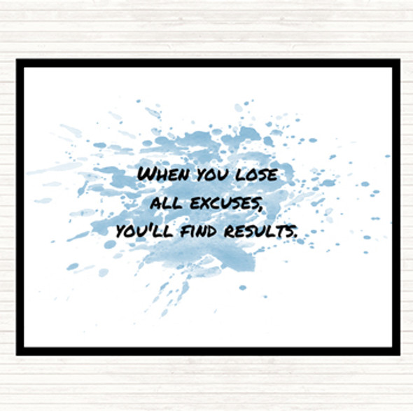 Blue White Lose All Excuses Inspirational Quote Mouse Mat Pad