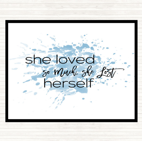 Blue White Lost Herself Inspirational Quote Mouse Mat Pad