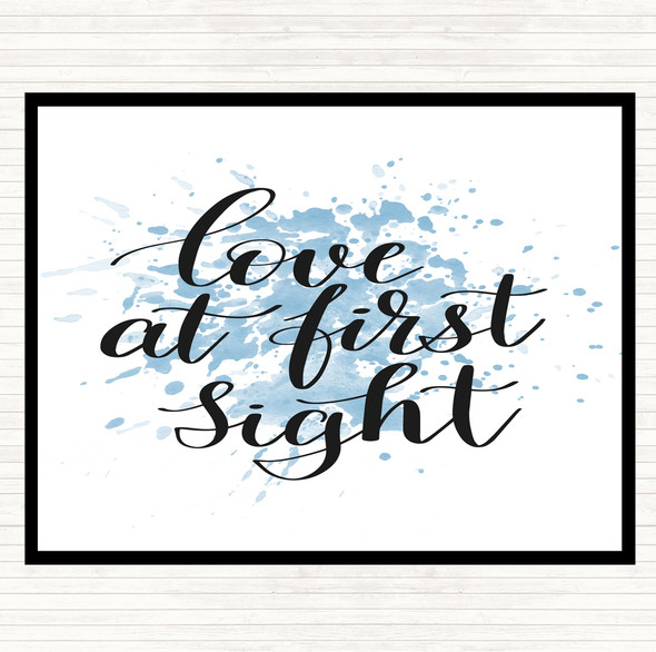 Blue White Love At First Sight Inspirational Quote Dinner Table Placemat