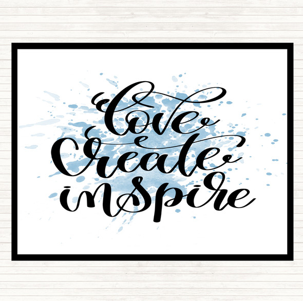 Blue White Love Create Inspire Inspirational Quote Mouse Mat Pad