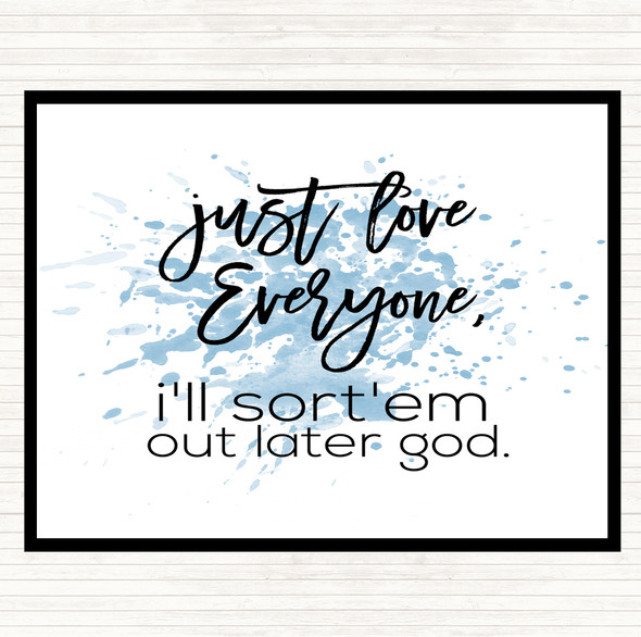 Blue White Love Everyone Inspirational Quote Dinner Table Placemat