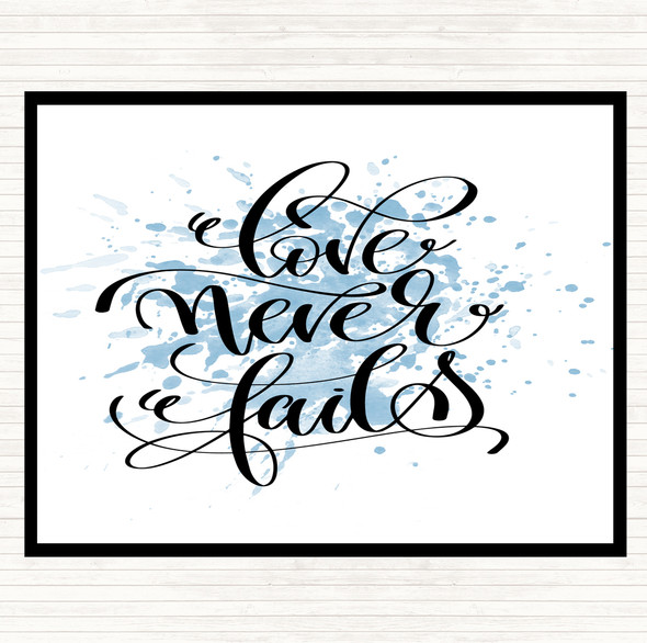 Blue White Love Fail Inspirational Quote Dinner Table Placemat