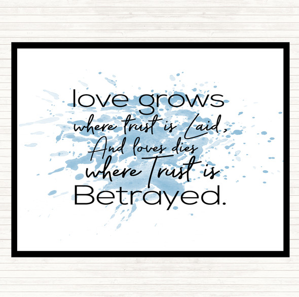 Blue White Love Grows Inspirational Quote Dinner Table Placemat