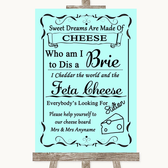 Aqua Cheese Board Song Personalised Wedding Sign