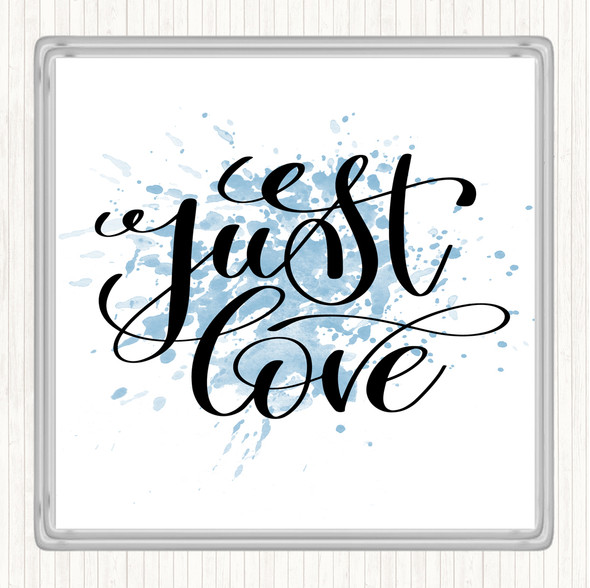 Blue White Love Swirl Inspirational Quote Drinks Mat Coaster