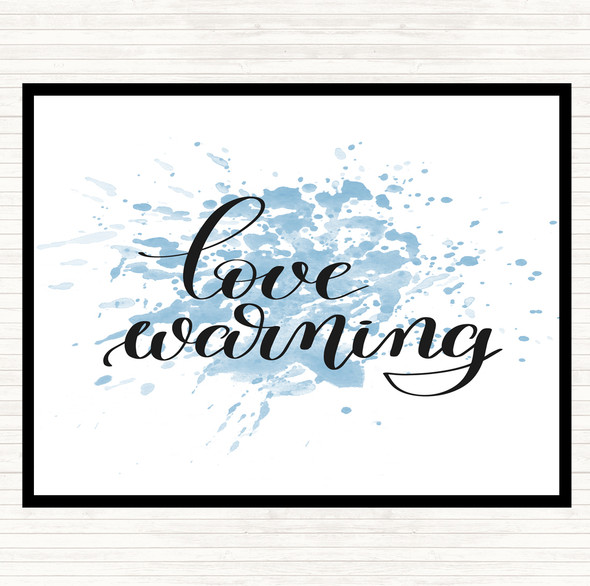 Blue White Love Warning Inspirational Quote Mouse Mat Pad