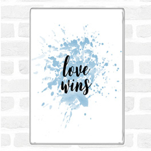 Blue White Love Wins Inspirational Quote Jumbo Fridge Magnet