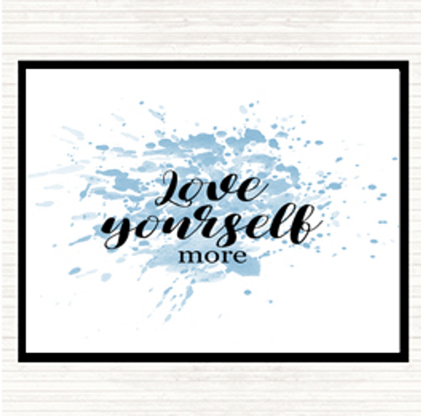 Blue White Love Yourself More Inspirational Quote Mouse Mat Pad