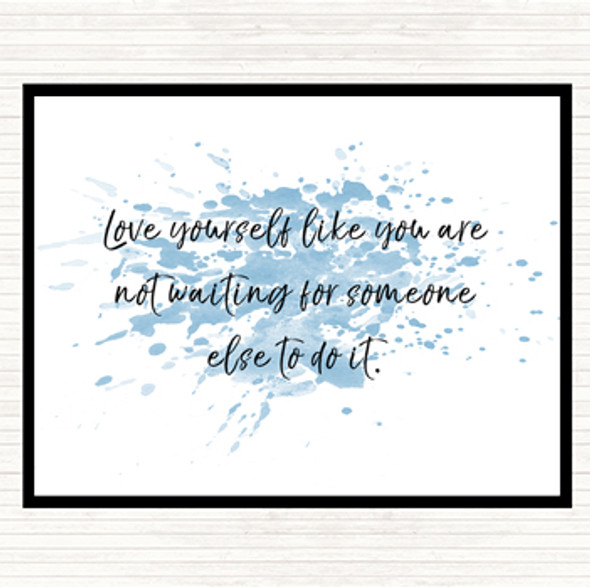 Blue White Love Yourself Inspirational Quote Mouse Mat Pad
