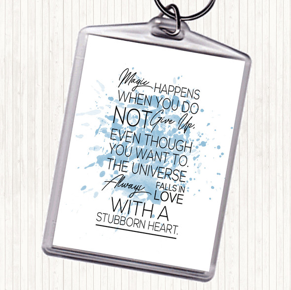 Blue White Magic Happens Inspirational Quote Bag Tag Keychain Keyring