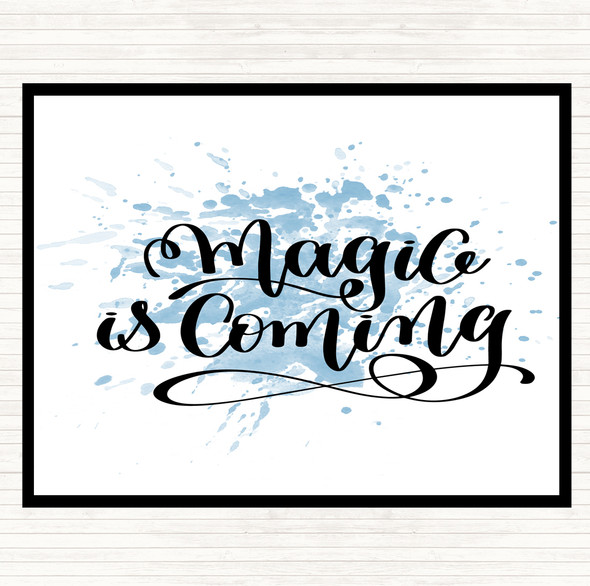 Blue White Magic Is Coming Inspirational Quote Mouse Mat Pad