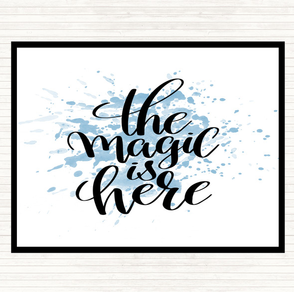 Blue White Magic Is Here Inspirational Quote Mouse Mat Pad