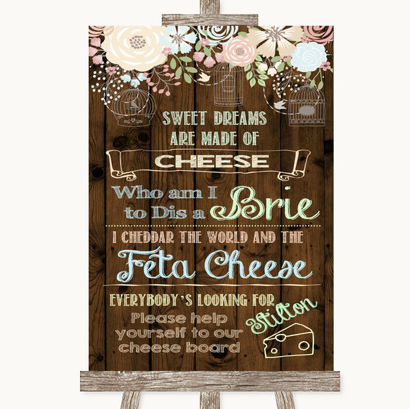 Rustic Floral Wood Cheese Board Song Personalised Wedding Sign