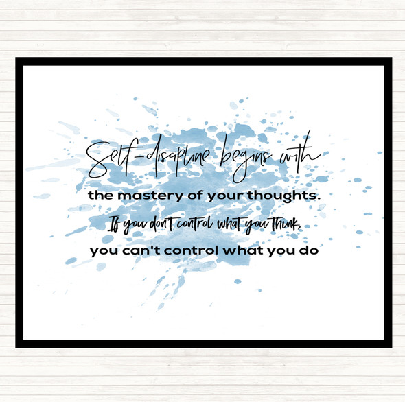 Blue White Mastery Of Your Thoughts Inspirational Quote Mouse Mat Pad