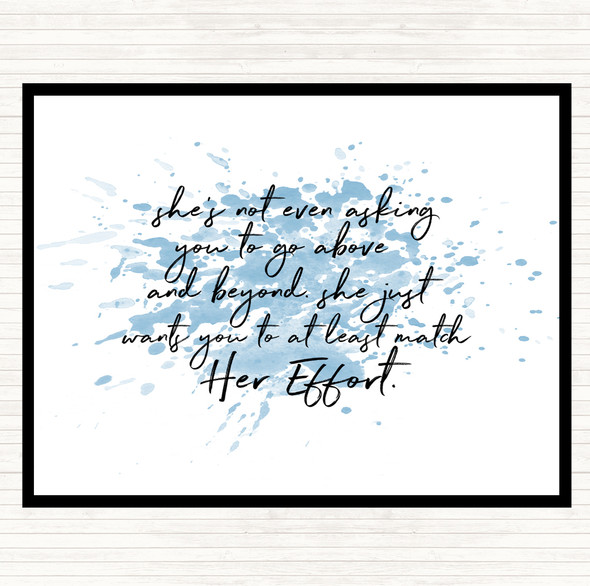 Blue White Match Her Effort Inspirational Quote Mouse Mat Pad