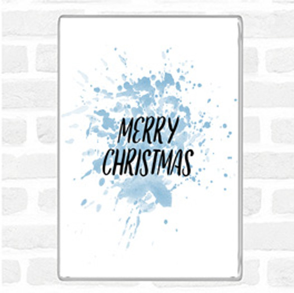 Blue White Merry Christmas Inspirational Quote Jumbo Fridge Magnet