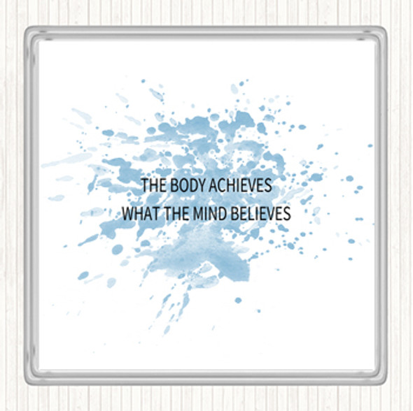 Blue White Mind Believes Inspirational Quote Drinks Mat Coaster