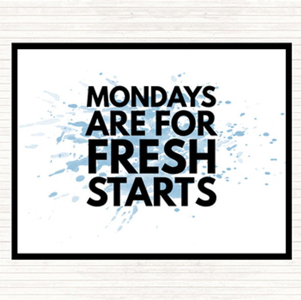 Blue White Mondays Are Fresh Starts Inspirational Quote Mouse Mat Pad