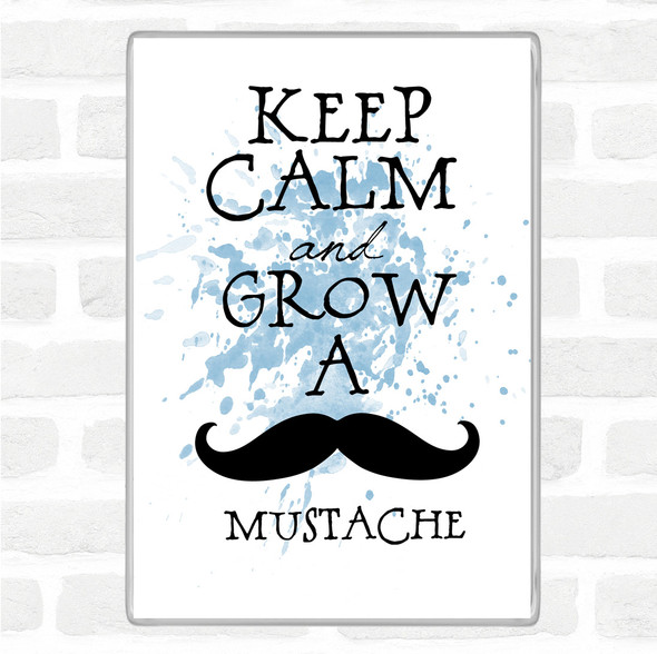 Blue White Mustache Keep Calm Inspirational Quote Jumbo Fridge Magnet