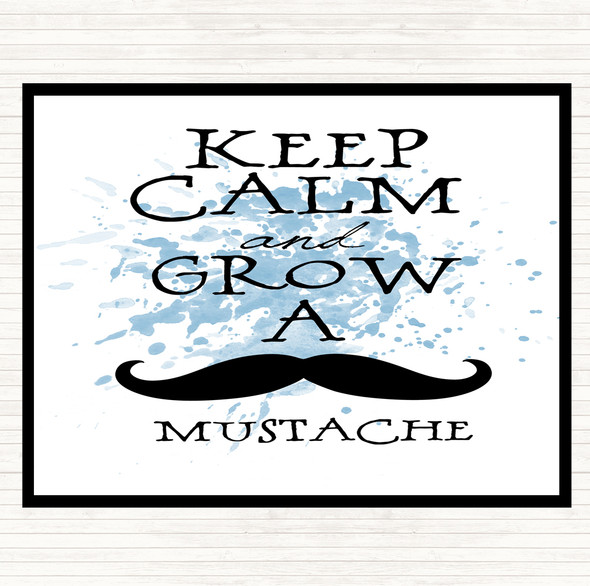 Blue White Mustache Keep Calm Inspirational Quote Dinner Table Placemat