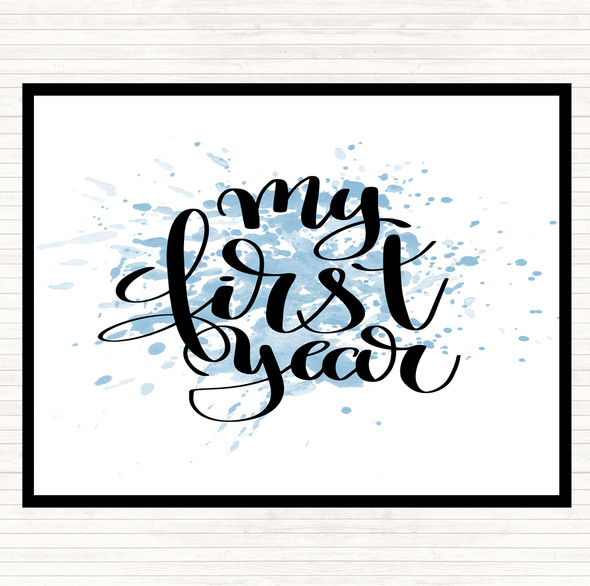 Blue White My First Year Inspirational Quote Mouse Mat Pad